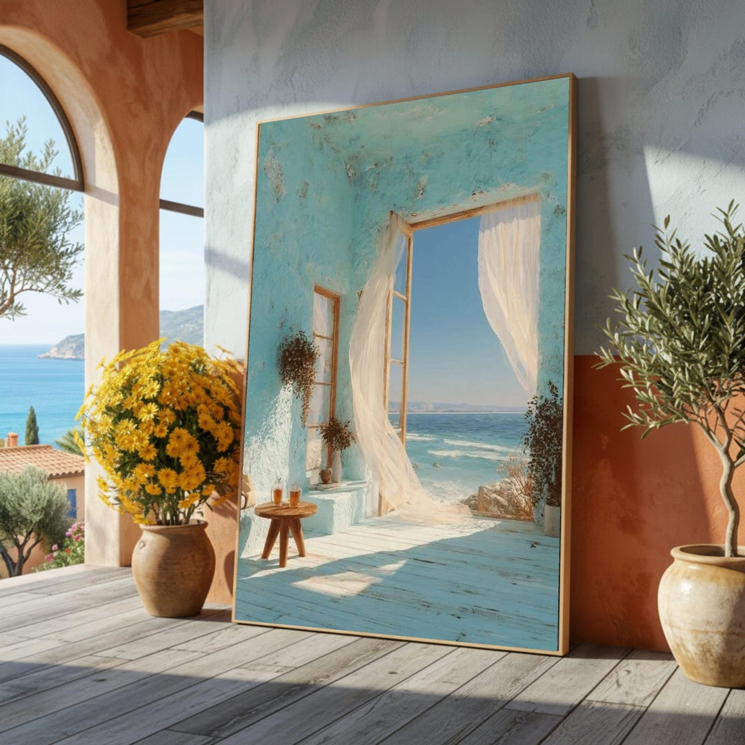 Ocean Breeze View Canvas, Open Window Wall Art, Coastal Home Decor ...
