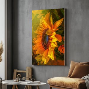 Sunflower Canvas Art, Floral Wall Art, Yellow Sunflower Print, Nature Canvas, Wall Art Canvas Design, Ready To Hang Decoration