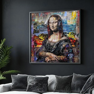 Abstract Mona Lisa Canvas, Colorful Abstract Art, Wall Art Canvas Design, Ready to Hang Decoration, Modern Art Canvas Print