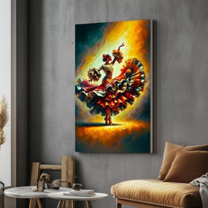 Flamenco Dancer Canvas Art, Vibrant Flamenco Print, Spanish Dance Wall Art, Colorful Dance Canvas, Wall Art Design, Ready to Hang
