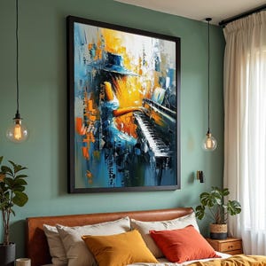 Abstract Pianist Canvas, Woman Playing Piano Art, Printed Wall Art, Musician Printing, Wall Art Canvas Design, Ready To Hang Decoration