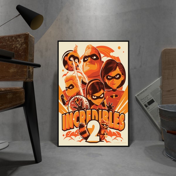 The Incredibles Poster, Animation Wall Art, Cartoon Wall Decor, Rolled Canvas Print, Movie Poster Gift