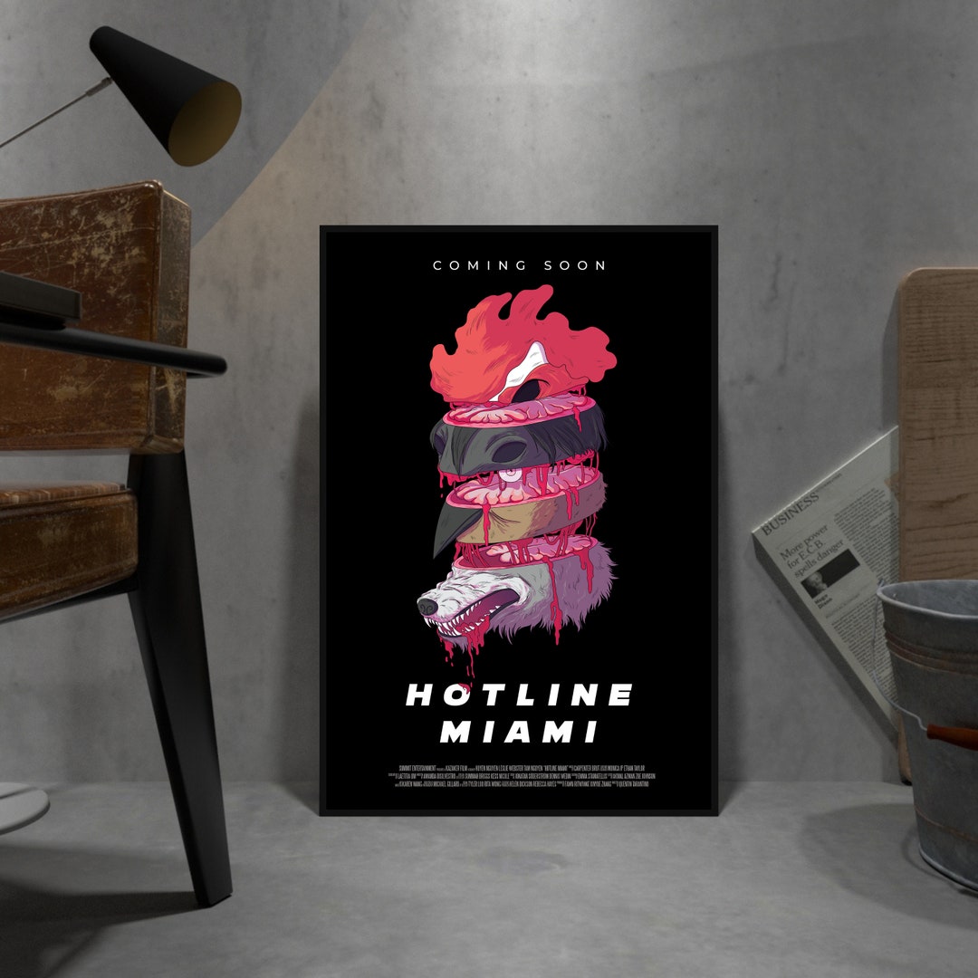 Hotline Miami Poster, Biker Wall Art, Game Poster Gift, Wall Decor ...