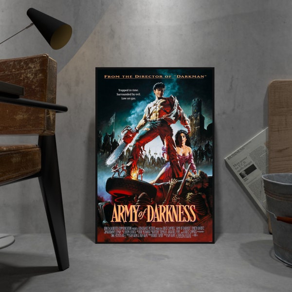 Army of Darkness Poster, Bruce Campbell Wall Art, Wall Decor, Rolled Canvas Print, Movie Poster Gift