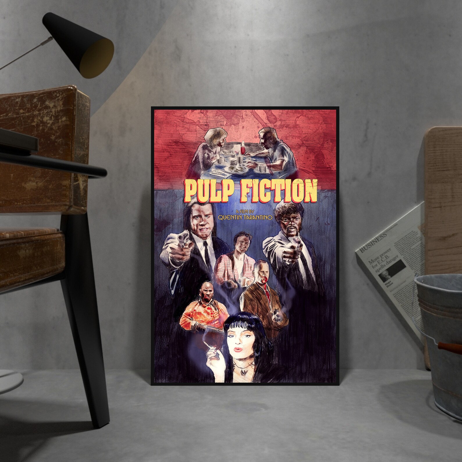 Pulp Fiction Poster, Uma Thurman Wall Art, Rolled Canvas Print, Quentin ...
