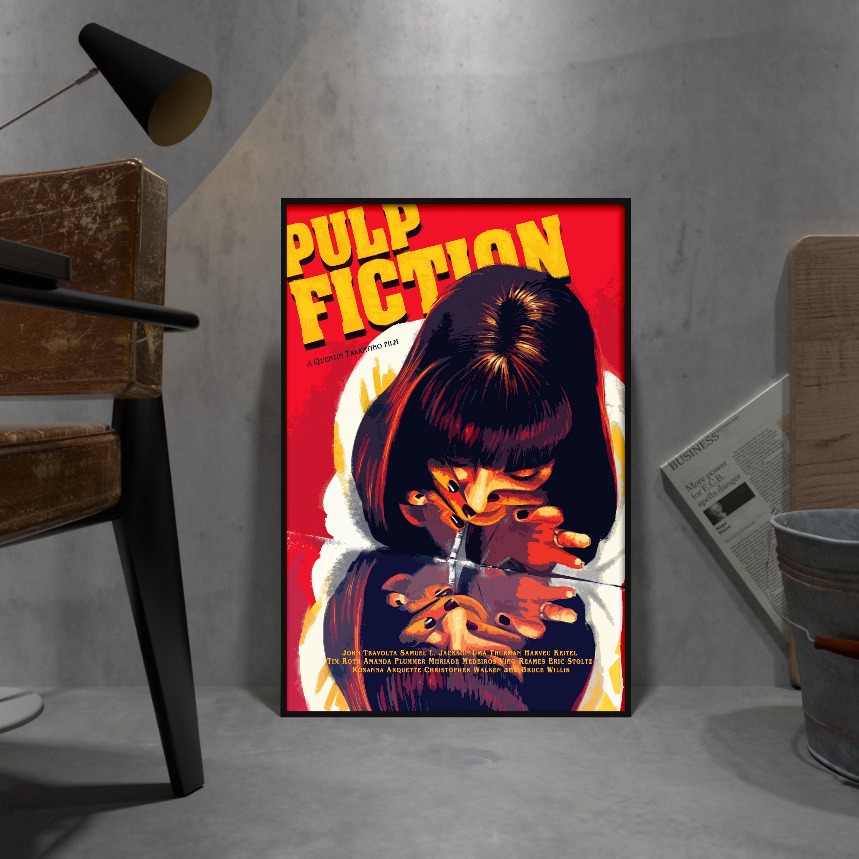 Pulp Fiction Poster, Uma Thurman Wall Art, Rolled Canvas Print, Quentin ...