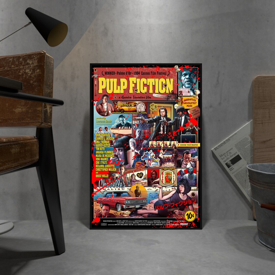 Pulp Fiction Poster, Uma Thurman Wall Art, Rolled Canvas Print, Quentin ...