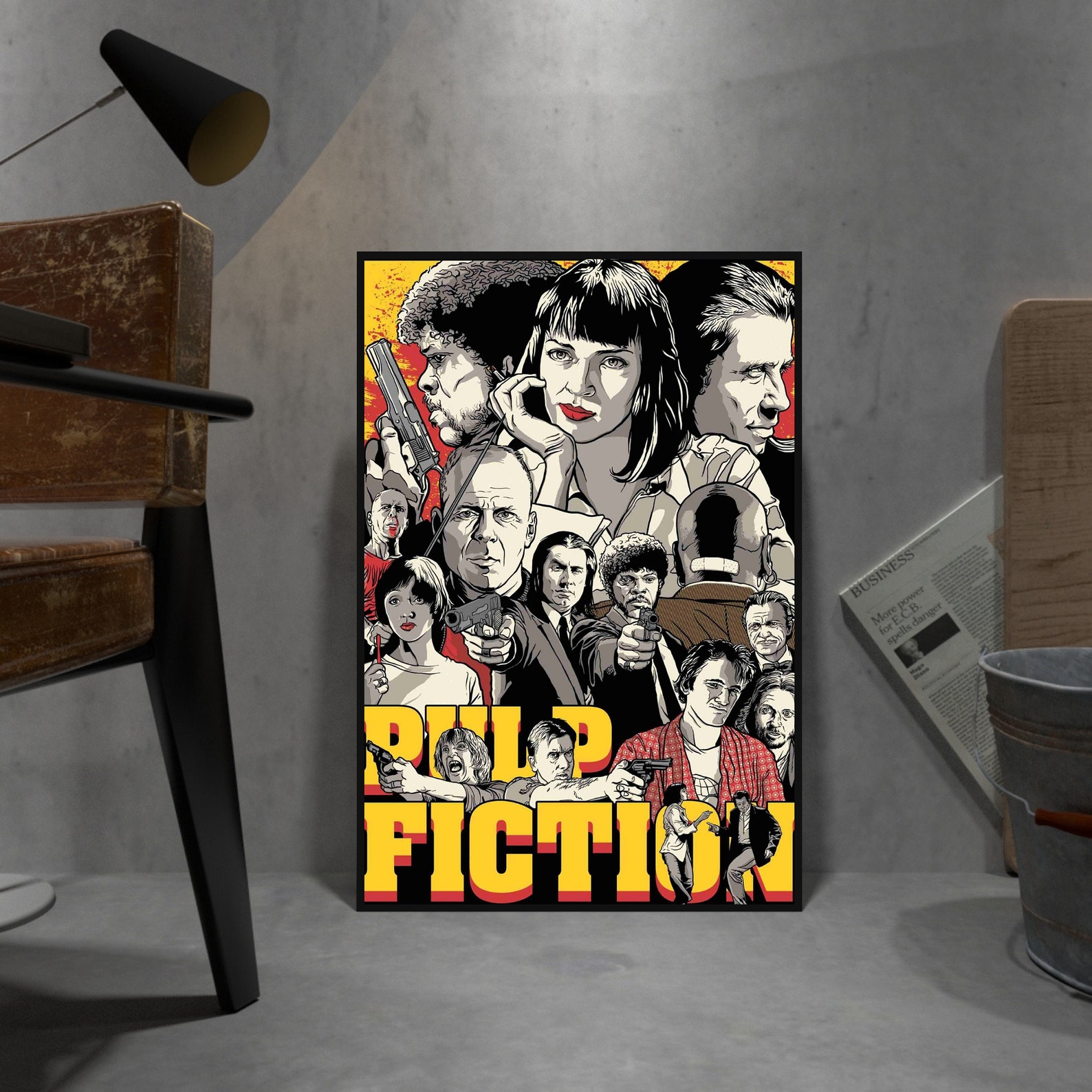 Pulp Fiction Poster, Uma Thurman Wall Art, Rolled Canvas Print, Quentin ...
