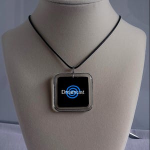 Original Blue Sega Dreamcast Logo Handmade Necklace Retro gaming 20&#39;&#39; Accessory w/Emblem