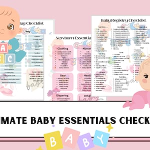 Baby Essentials Checklist, Hospital Bag Checklist, Printable Baby Registry, Editable Customizable, Instant Download
