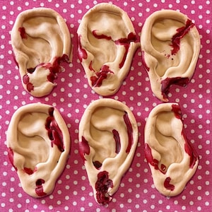Edible Severed EARS Halloween Gruesome Gory Icing Sugar paste fondant cake topper