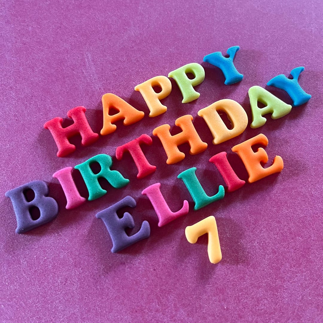 Edible Small Rainbow Letters and Numbers Age Fondant Cake Decorations — free download