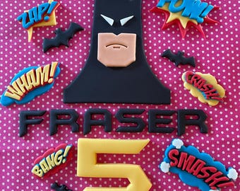 Edible Bat Set Fondant Cake Topper Set, Name, Age, Stars, City, Letters, Numbers