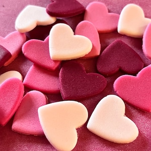 25 essbare, gemischte rosa Herzen, Fondant-Kuchendekoration, Zuckerguss-Zubehör, Kuchendekoration, versandkostenfrei