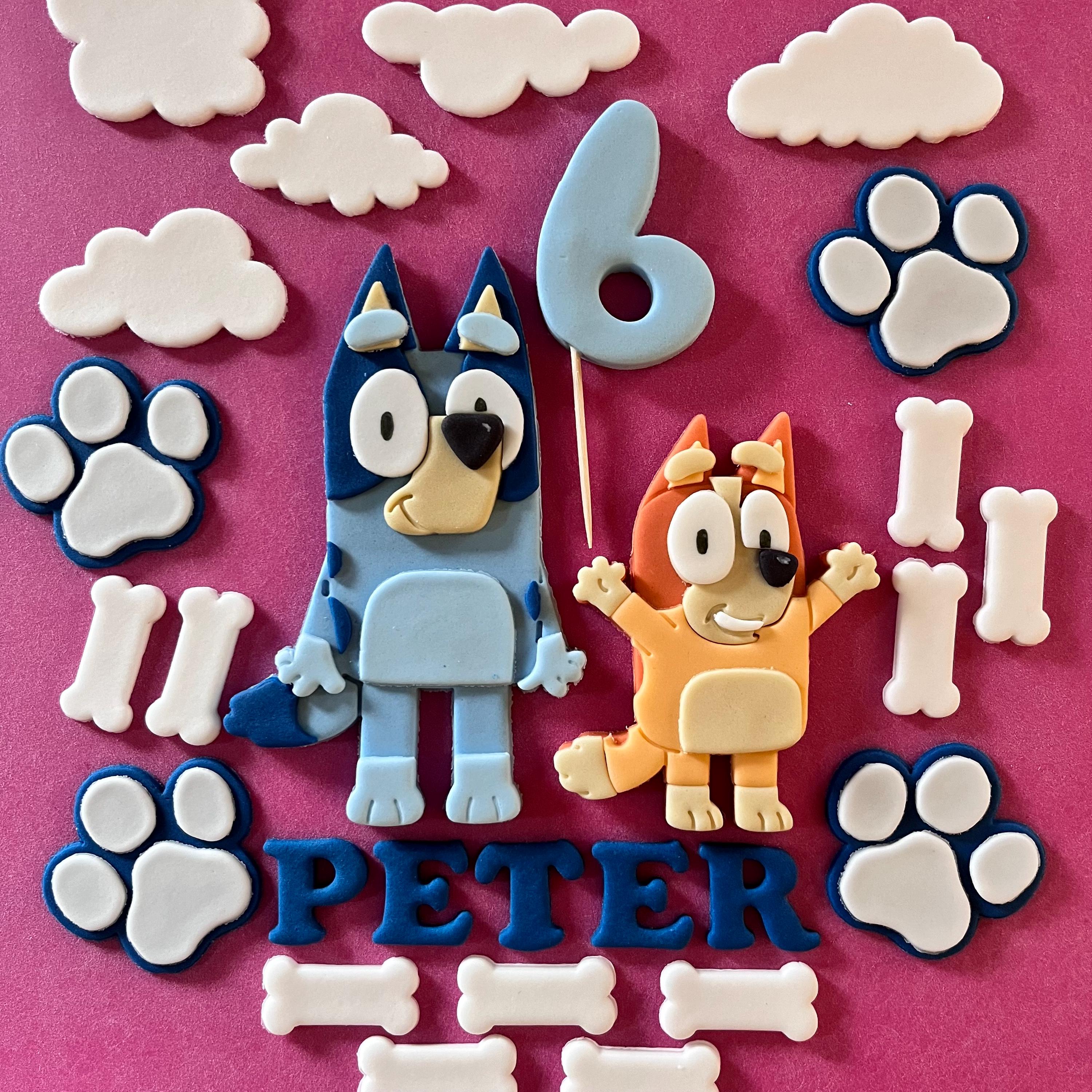 Edible Blue & Orange Dog Cake Topper
