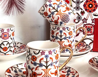 Ensemble de tasses à café expresso Authentic Red - 6 personnes, 12 pièces