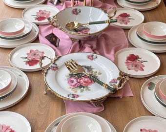 Ensemble de vaisselle élégant de 58 pièces | Ensemble de table en porcelaine de Nancy pour 12 personnes