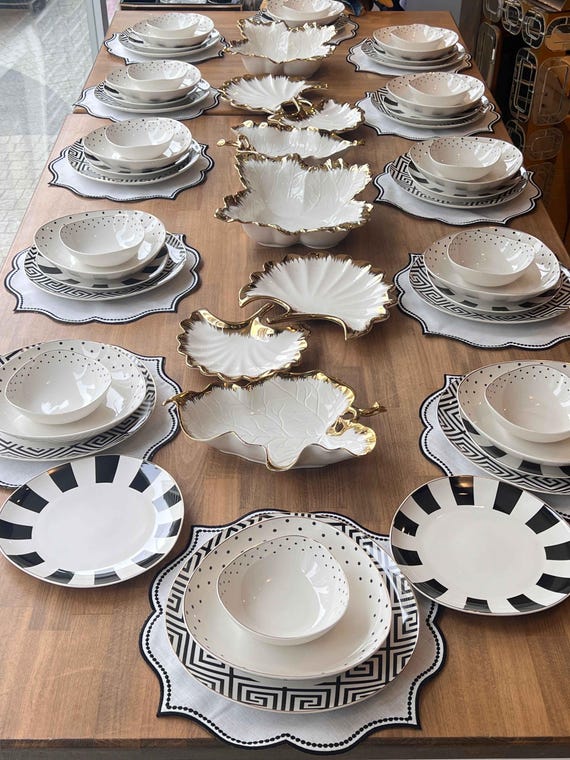 Elegant 68 Piece Dinnerware Set | Valessa Porcelain Table Set for 12 Person