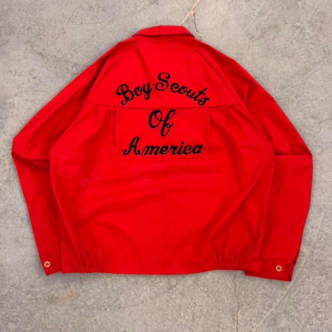 Red Bsa Lettering 1960’s Red Boy Scouts of America Chain Stitched Jacket Size Men’s Large ...