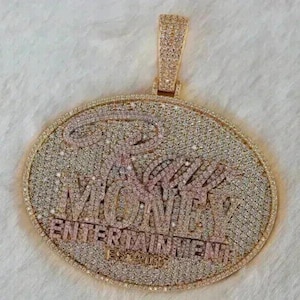 Colgante de letra personalizado para hombre de moissanita auténtica de corte redondo de 4,00 ct, chapado en oro amarillo de 14 quilates, estilo hip hop.