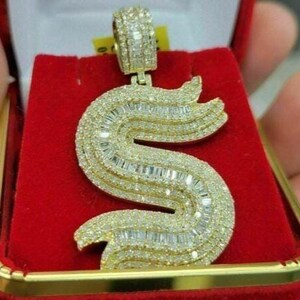 Colgante de moissanita auténtica de 4,00 cts. Colgante de letra personalizado para hombre. Dije personalizado. Colgante de hip hop. Colgante de moissanita. Regalo de cumpleaños.