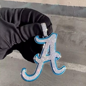 Colgante de moissanita auténtica de 2,00 cts. Colgante de letra personalizado para hombre. Dije personalizado. Colgante de hip hop. Colgante de moissanita. Regalo de cumpleaños.