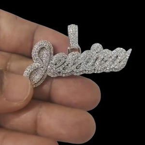 Colgante de moissanita auténtica de 3,0 quilates para hombre, personalizable con "NOMBRE", dije personalizado, colgante de hip hop, colgante de moissanita, regalo de cumpleaños