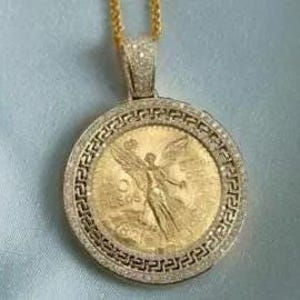 Colgante de moissanita auténtica de 2 quilates para hombre, personalizable, "50 Pesos Centenario", dije personalizado, colgante de hip hop, colgante de moissanita, regalo de cumpleaños