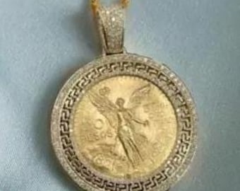 Real Moissanite Pendant| 2ctw Men&#39;s Customizable &quot;50 Pesos Centenario&quot;| Custom Charm| Hip Hop Pendant | Moissanite Pendant| Birthday Gift