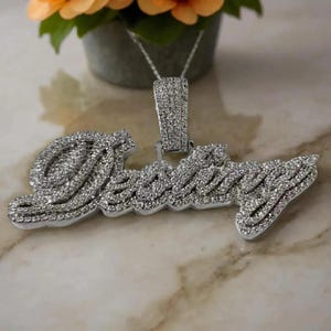 Colgante de moissanita auténtica de 3 quilates para hombre, personalizable con "NOMBRE", dije personalizado, colgante de hip hop, colgante de moissanita, regalo de cumpleaños