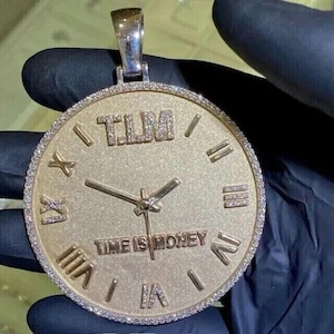 Colgante de moissanita para hombre / Letra personalizada de 3,00 quilates / Charm de hip hop personalizado / Baño de oro blanco de 14 quilates