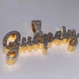 Colgante de moissanita personalizable de 4.00 quilates para hombre / Collar personalizado con "NOMBRE" / Chapado en oro blanco de 14 quilates / Joyería estilo hip hop