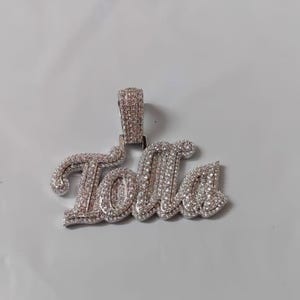 Colgante de moissanita auténtica / Colgante personalizable "NOMBRE" de 2,1 quilates para hombre / Collar estilo hip hop / Plata bañada en oro blanco de 14 quilates