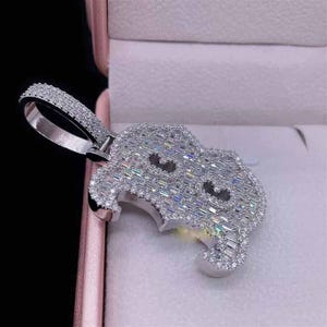 Colgante de moissanita auténtica de 3,00 ct con inicial _B_ de corte redondo para hombre, chapado en oro blanco. Idea de regalo de cumpleaños.