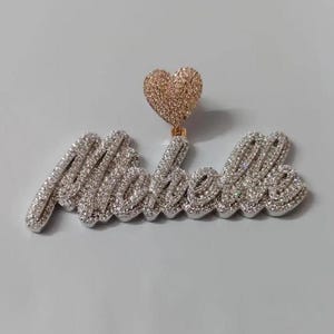 Colgante de moissanita personalizado con nombre - Plata de ley, 2,30 ct de moissanita, regalo de joyería personalizado para hombre y mujer, chapado en oro blanco de 14 quilates
