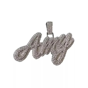 Colgante de moissanita auténtica de 3 quilates para hombre, con el nombre personalizado, dije personalizado, colgante de hip hop, colgante de moissanita, regalo de cumpleaños sin cadena.