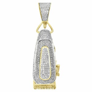 Colgante de moissanita personalizado de 1,80 quilates para hombre / Recortador de barba personalizado / Plata chapada en oro amarillo de 14 quilates / Regalo para él