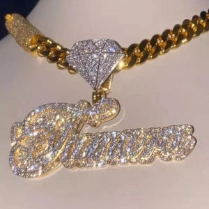 Colgante de moissanita auténtica de 3,50 quilates para hombre, personalizable con "NOMBRE", dije personalizado, colgante de hip hop, regalo de cumpleaños sin cadena.