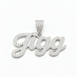 Colgante de moissanita auténtica de 2 cts. Colgante "NOMBRE" personalizable para hombre. Charm personalizado. Colgante de hip hop. Colgante de moissanita. Regalo de cumpleaños.
