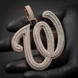 Colgante de moissanita auténtica redonda de 3 quilates con inicial personalizada _W_, chapado en oro rosa de 14 quilates, regalo de cumpleaños