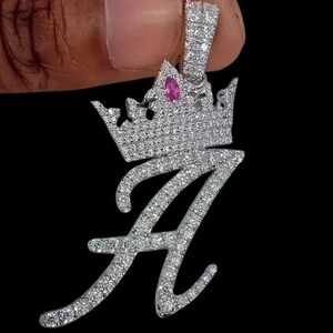 Colgante de moissanita auténtica de 2,00 cts. Colgante personalizado con la letra "A" para hombre. Dije personalizado. Colgante de hip hop. Colgante de moissanita. Regalo de cumpleaños.