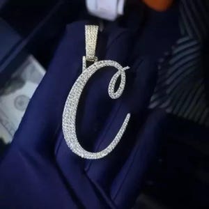 Colgante de moissanita auténtica de 2,00 cts. Colgante de letra personalizado para hombre. Dije personalizado. Colgante de hip hop. Colgante de moissanita. Regalo de cumpleaños.