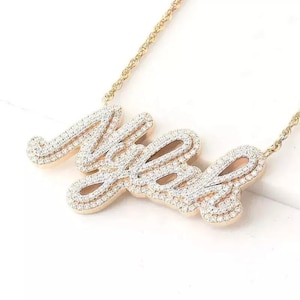 Colgante de moissanita auténtica de 2,40 quilates para hombre, personalizable con "NOMBRE", dije personalizado, colgante de hip hop, colgante de moissanita, regalo de cumpleaños