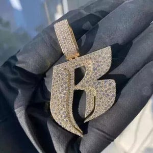 Colgante de moissanita auténtica de corte redondo de 2,50 quilates para hombre, letra _R_, chapado en oro amarillo de 14 quilates, joyería de hip hop, regalo de cumpleaños