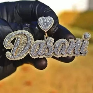 Colgante de moissanita auténtica de 1,30 quilates para hombre, con el nombre personalizado, dije personalizado, colgante de hip hop, colgante de moissanita, regalo de cumpleaños sin cadena.