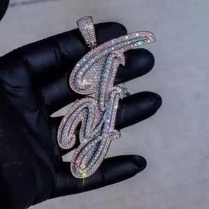 Colgante de moissanita auténtica de 2,00 cts. Colgante de letra personalizado para hombre. Dije personalizado. Colgante de hip hop. Colgante de moissanita. Regalo de cumpleaños.