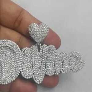 Colgante de moissanita auténtica de 2,40 quilates para hombre, personalizable con "NOMBRE", dije personalizado, colgante de hip hop, colgante de moissanita, regalo de cumpleaños