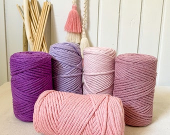 3 mm Cotton Macramé Thread Pink Color, Ideal for Making Macramé for Valentine's Day or Sweet Pieces