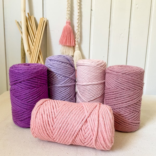 Fil de Macramé en Coton de 3 mm Couleur Rose, Idéal pour la Réalisation de Macramé pour la Saint Valentin ou des Pièces Douces