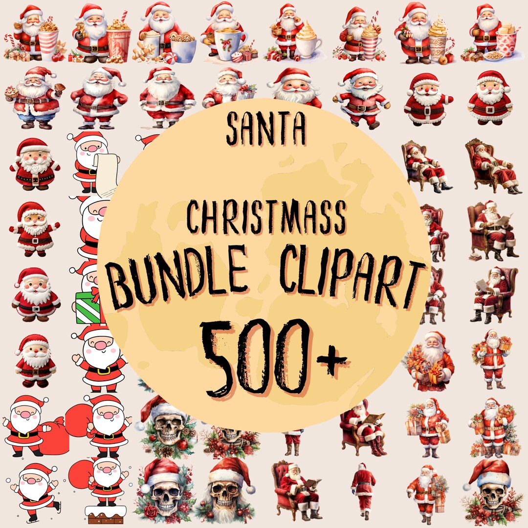 Christmas Clipart Bundle Watercolor Bundle Cute Character - Etsy